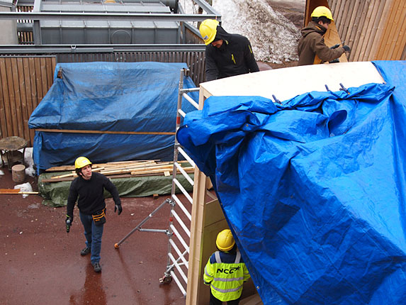 working hard, even if outside is cold and raining.